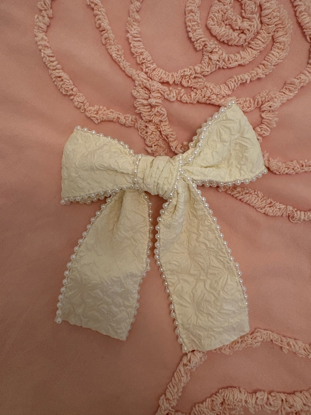 Ivory Pearl Trim Bow Headband